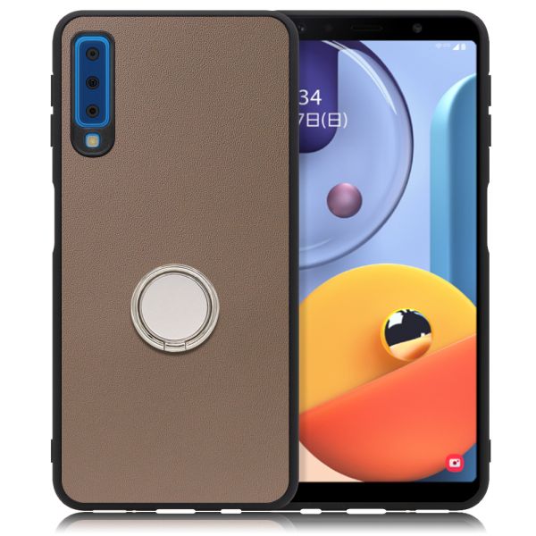 [ LOOF RING-SHELL ] Galaxy A7 SM-A750C galaxya7 スマホケース 背面 ケース カバー ハードケース スマホリング リング付き 本革 ストラップホール [ Galaxy A7 ]