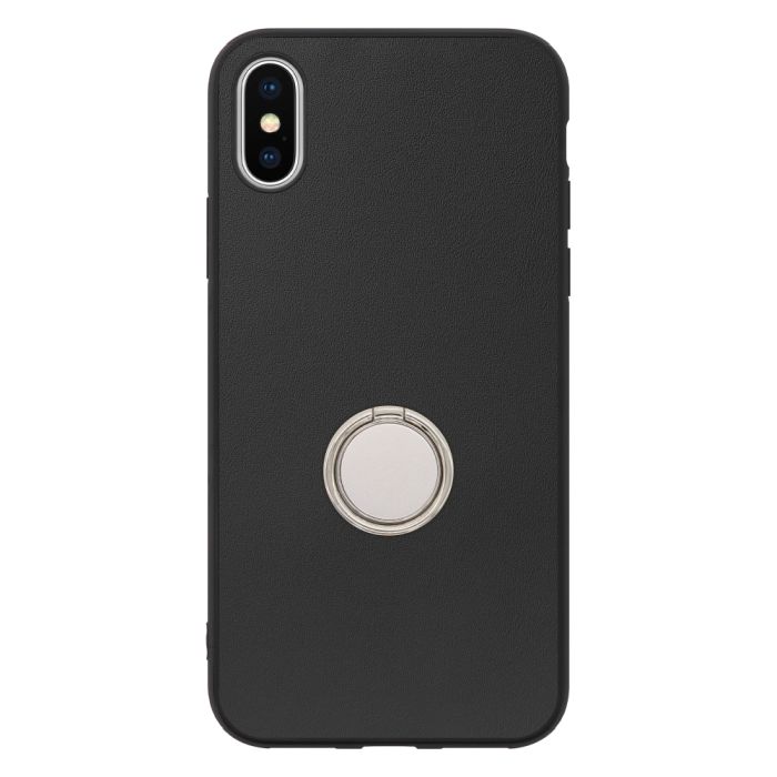 [ LOOF RING-SHELL (シンプル Ver.) ] iPhone X / XS iPhonex iPhonexs スマホケース 背面 ケース カバー ハードケース スマホリング リング付き 本革 ストラップホール [ iPhone X / XS ]