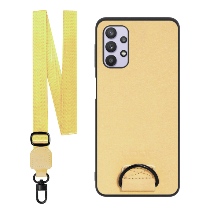 [ LOOF STRAP-SHELL ] Galaxy A32 5G SCG08 a325g スマホケース 背面 ケース カバー ハードケース ショルダー スマホショルダー ハンドストラップ  本革 [ Galaxy A32 5G ]