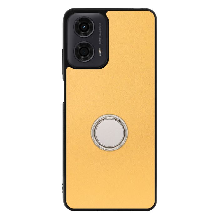 [ LOOF RING-SHELL ] moto g24  スマホケース 背面 ケース カバー ハードケース スマホリング リング付き 本革 ストラップホール [ moto g24 ]