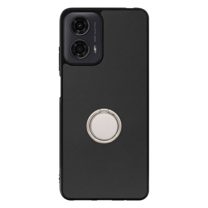[ LOOF RING-SHELL ] moto g24  スマホケース 背面 ケース カバー ハードケース スマホリング リング付き 本革 ストラップホール [ moto g24 ]