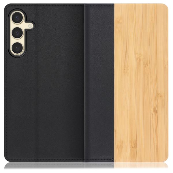 [ LOOF NATURE ] Galaxy S24 s24 スマホケース ケース カバー 手帳型ケース カード収納 マグネット付き 天然木 本革 ベルトなし [ Galaxy S24 ]