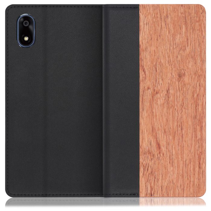 [ LOOF NATURE ] かんたんスマホ4 A402ZT ZTE スマホケース ケース カバー 手帳型ケース カード収納 マグネット付き 天然木 本革 ベルトなし [ かんたんスマホ4 ]