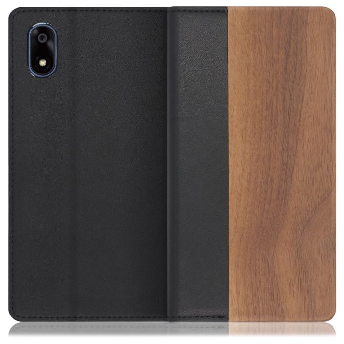 [ LOOF NATURE ] かんたんスマホ4 A402ZT ZTE スマホケース ケース カバー 手帳型ケース カード収納 マグネット付き 天然木 本革 ベルトなし [ かんたんスマホ4 ]