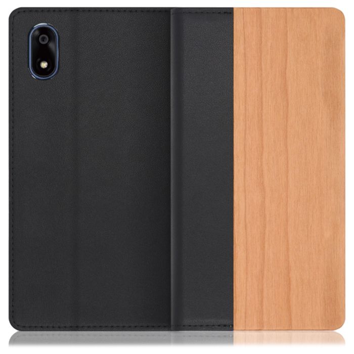 [ LOOF NATURE ] かんたんスマホ4 A402ZT ZTE スマホケース ケース カバー 手帳型ケース カード収納 マグネット付き 天然木 本革 ベルトなし [ かんたんスマホ4 ]