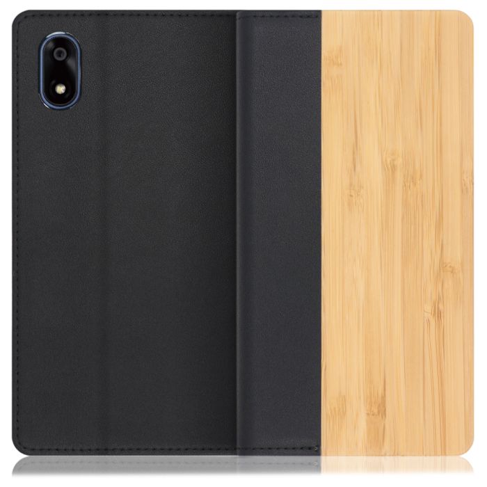[ LOOF NATURE ] かんたんスマホ4 A402ZT ZTE スマホケース ケース カバー 手帳型ケース カード収納 マグネット付き 天然木 本革 ベルトなし [ かんたんスマホ4 ]