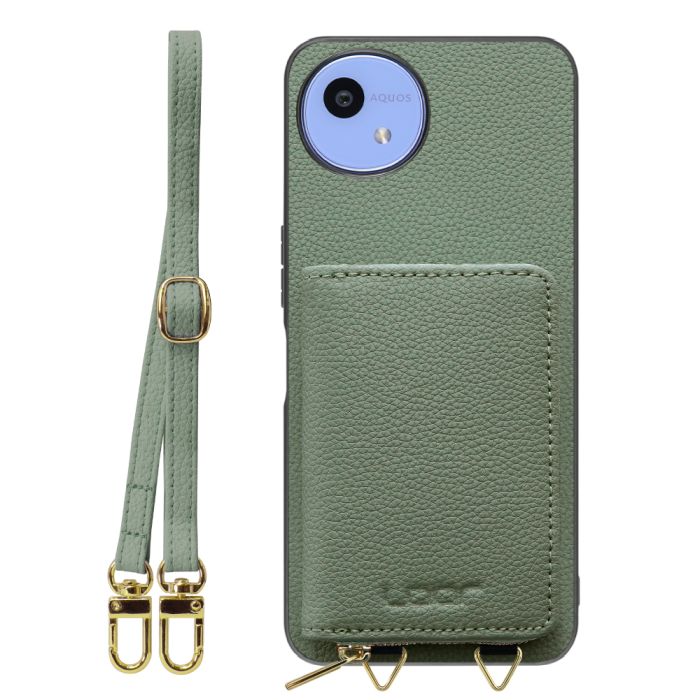 [ LOOF LUXURY-SHELL POUCH ] AQUOS wish5 アクオス SH-52F ケース ショルダー スマホショルダー 背面 収納 ポーチ付き カバー スマホケース ストラップ 本革 [ AQUOS wish5 ]