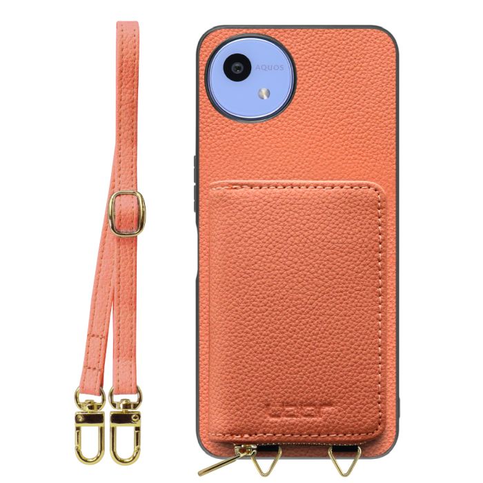 [ LOOF LUXURY-SHELL POUCH ] AQUOS wish5 アクオス SH-52F ケース ショルダー スマホショルダー 背面 収納 ポーチ付き カバー スマホケース ストラップ 本革 [ AQUOS wish5 ]