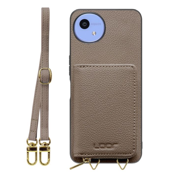 [ LOOF LUXURY-SHELL POUCH ] AQUOS wish5 アクオス SH-52F ケース ショルダー スマホショルダー 背面 収納 ポーチ付き カバー スマホケース ストラップ 本革 [ AQUOS wish5 ]