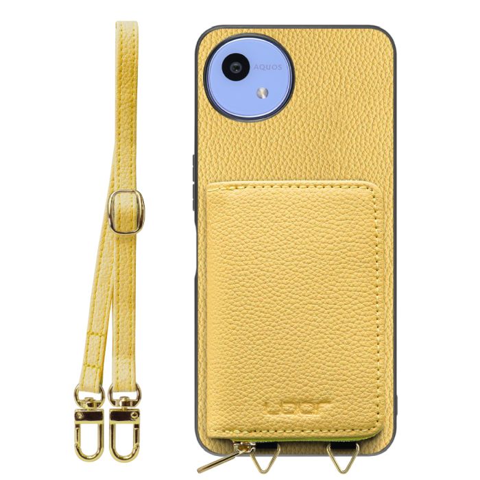 [ LOOF LUXURY-SHELL POUCH ] AQUOS wish5 アクオス SH-52F ケース ショルダー スマホショルダー 背面 収納 ポーチ付き カバー スマホケース ストラップ 本革 [ AQUOS wish5 ]