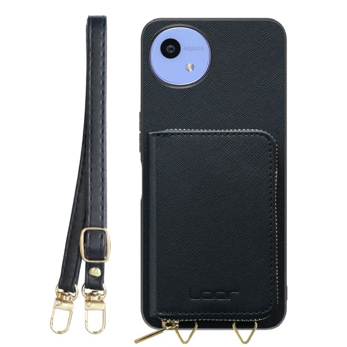 [ LOOF CASUAL-SHELL POUCH ] AQUOS wish5 アクオス SH-52F ケース ショルダー スマホショルダー 背面 収納 ポーチ付き カバー スマホケース ストラップ レザー [ AQUOS wish5 ]