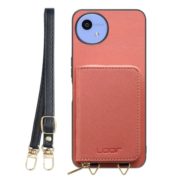 [ LOOF CASUAL-SHELL POUCH ] AQUOS wish5 アクオス SH-52F ケース ショルダー スマホショルダー 背面 収納 ポーチ付き カバー スマホケース ストラップ レザー [ AQUOS wish5 ]