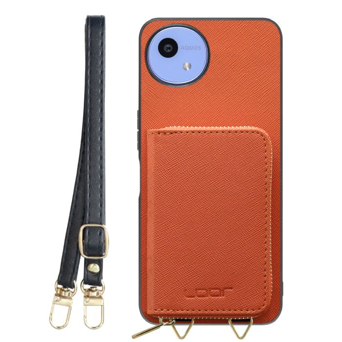 [ LOOF CASUAL-SHELL POUCH ] AQUOS wish5 アクオス SH-52F ケース ショルダー スマホショルダー 背面 収納 ポーチ付き カバー スマホケース ストラップ レザー [ AQUOS wish5 ]