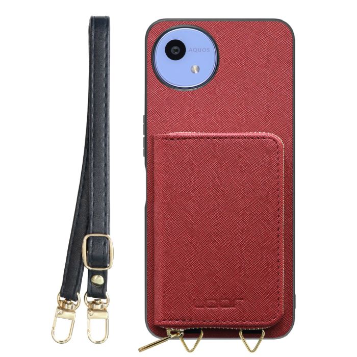[ LOOF CASUAL-SHELL POUCH ] AQUOS wish5 アクオス SH-52F ケース ショルダー スマホショルダー 背面 収納 ポーチ付き カバー スマホケース ストラップ レザー [ AQUOS wish5 ]
