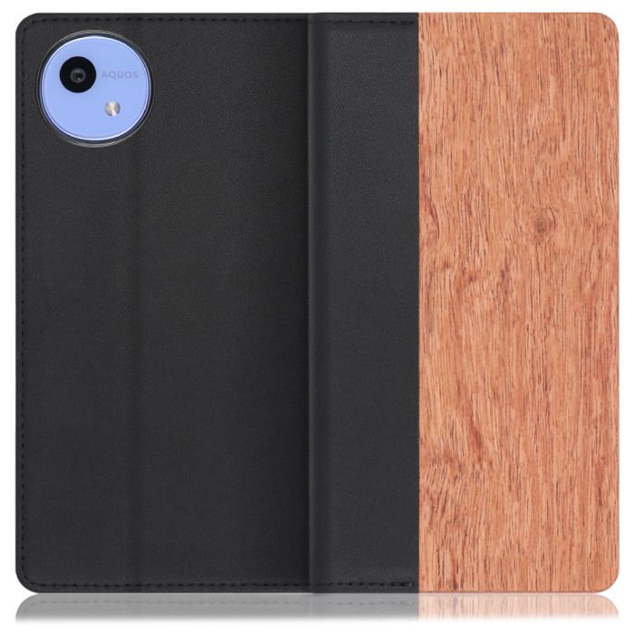 [ LOOF NATURE ] AQUOS wish5 アクオス SH-52F スマホケース ケース カバー 手帳型ケース カード収納 マグネット付き 天然木 本革 ベルトなし [ AQUOS wish5 ]