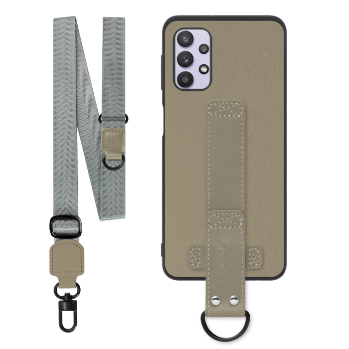 [ LOOF STRAP-SHELL (ロング+ Ver.) ] Galaxy A32 5G SCG08 a325g スマホケース 背面 ケース カバー ハードケース ショルダーベルト  本革 [ Galaxy A32 5G ]