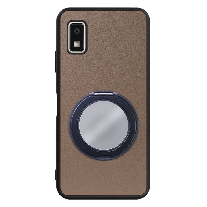 [ LOOF RING-SHELL (ミラー Ver.) ] AQUOS wish3 SH-53D / A303SH / A302SH  スマホケース 背面 ケース カバー ミラー付きスマホリング スタンド 本革 レザー 落下防止  [ AQUOS wish3 ]