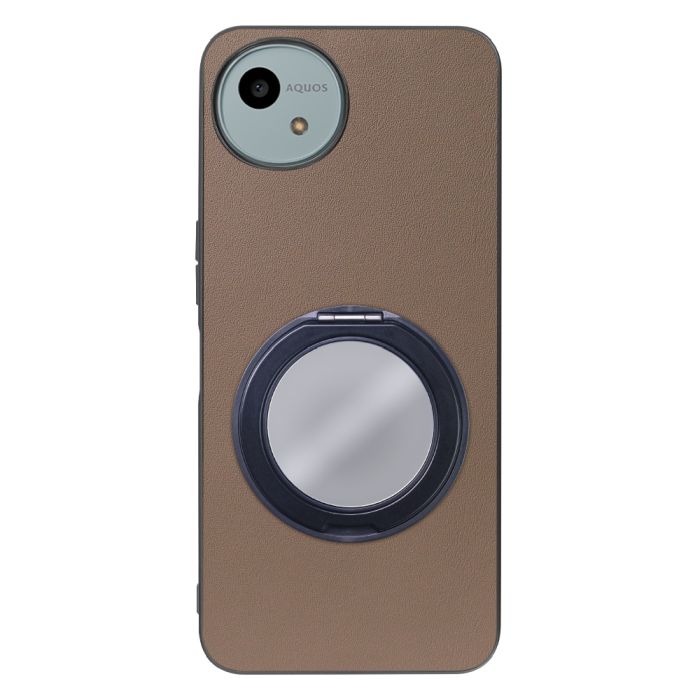 [ LOOF RING-SHELL (ミラー Ver.) ] AQUOS wish4 SH-52E スマホケース 背面 ケース カバー ミラー付きスマホリング スタンド 本革 レザー 落下防止  [ AQUOS wish4 ]