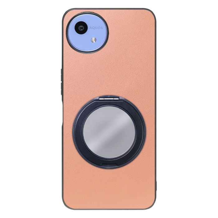 [ LOOF RING-SHELL (ミラー Ver.) ] AQUOS wish5 アクオス SH-52F スマホケース 背面 ケース カバー ミラー付きスマホリング スタンド 本革 レザー 落下防止  [ AQUOS wish5 ]