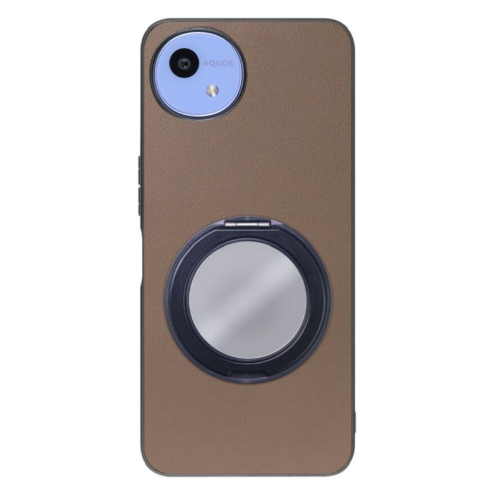 [ LOOF RING-SHELL (ミラー Ver.) ] AQUOS wish5 アクオス SH-52F スマホケース 背面 ケース カバー ミラー付きスマホリング スタンド 本革 レザー 落下防止  [ AQUOS wish5 ]