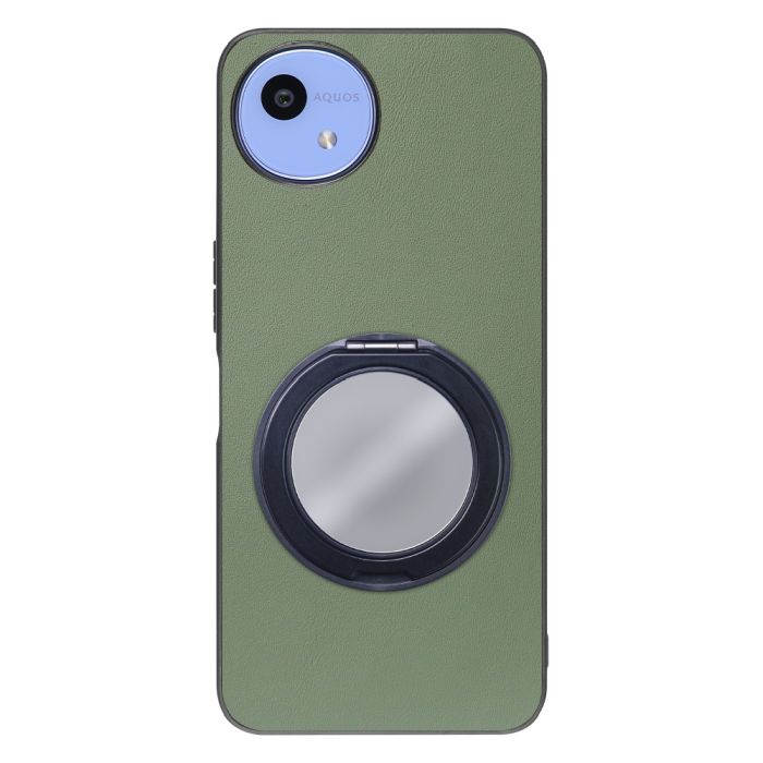 [ LOOF RING-SHELL (ミラー Ver.) ] AQUOS wish5 アクオス SH-52F スマホケース 背面 ケース カバー ミラー付きスマホリング スタンド 本革 レザー 落下防止  [ AQUOS wish5 ]