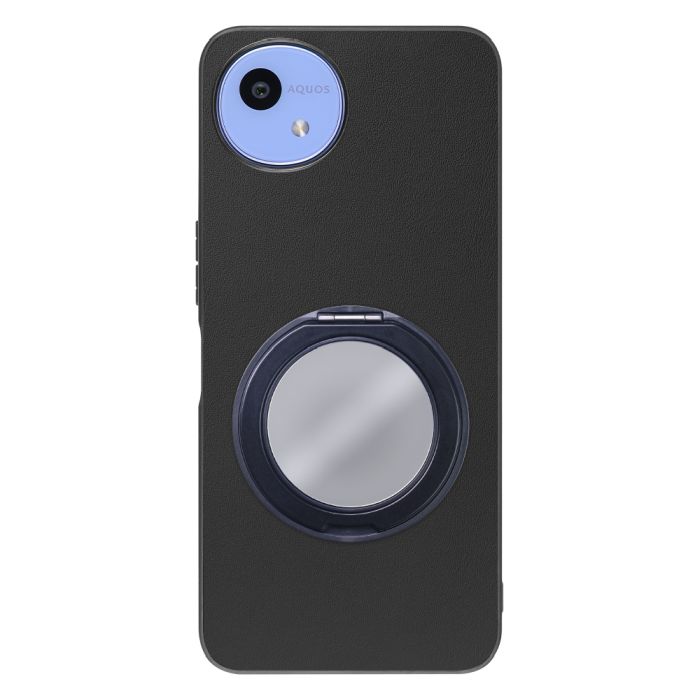[ LOOF RING-SHELL (ミラー Ver.) ] AQUOS wish5 アクオス SH-52F スマホケース 背面 ケース カバー ミラー付きスマホリング スタンド 本革 レザー 落下防止  [ AQUOS wish5 ]