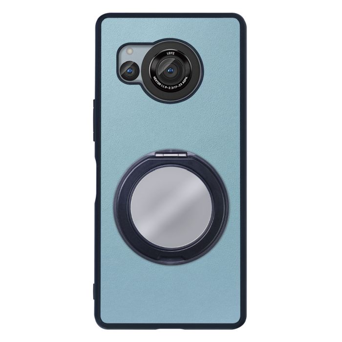 [ LOOF RING-SHELL (ミラー Ver.) ] AQUOS R8 SH-52D AQUOSR8 スマホケース 背面 ケース カバー ミラー付きスマホリング スタンド 本革 レザー 落下防止  [ AQUOS R8 ]