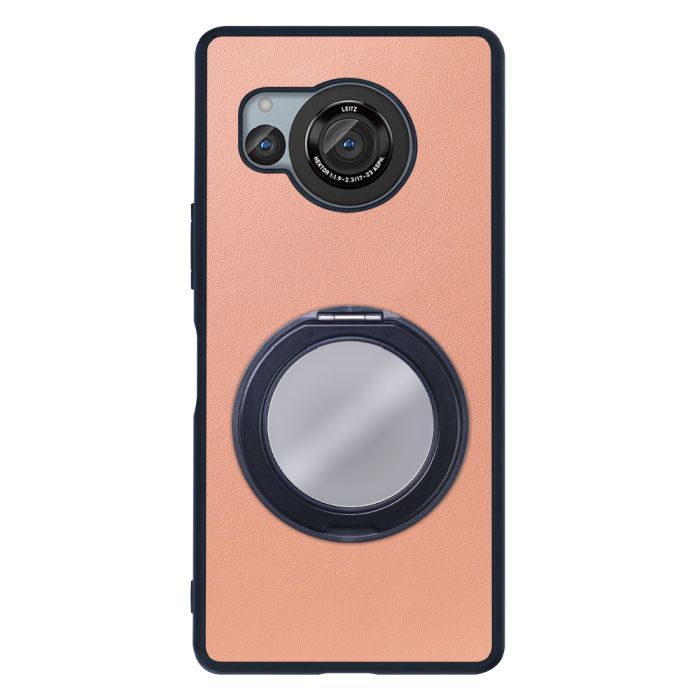 [ LOOF RING-SHELL (ミラー Ver.) ] AQUOS R8 SH-52D AQUOSR8 スマホケース 背面 ケース カバー ミラー付きスマホリング スタンド 本革 レザー 落下防止  [ AQUOS R8 ]