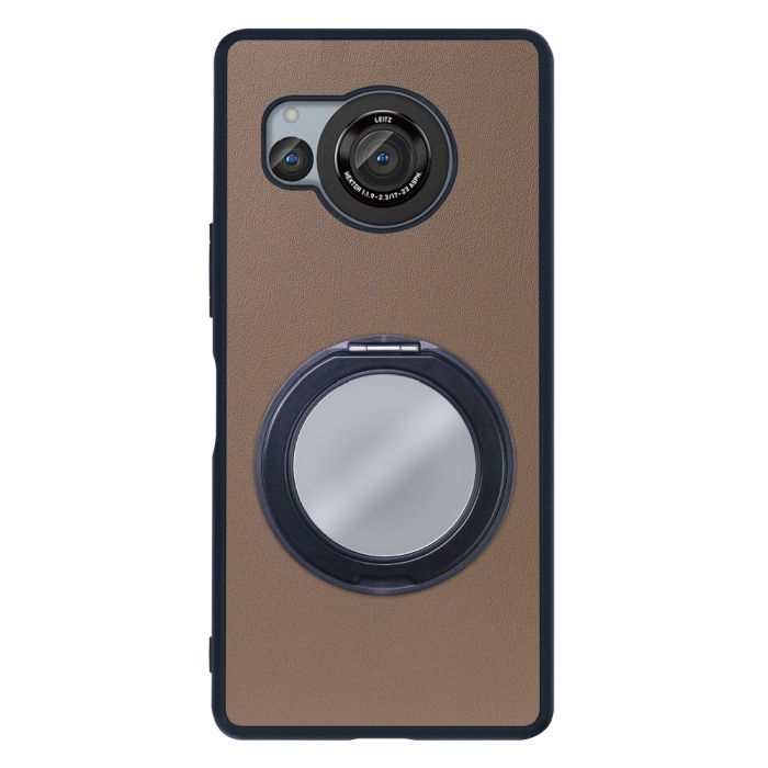 [ LOOF RING-SHELL (ミラー Ver.) ] AQUOS R8 SH-52D AQUOSR8 スマホケース 背面 ケース カバー ミラー付きスマホリング スタンド 本革 レザー 落下防止  [ AQUOS R8 ]