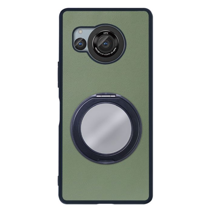[ LOOF RING-SHELL (ミラー Ver.) ] AQUOS R8 SH-52D AQUOSR8 スマホケース 背面 ケース カバー ミラー付きスマホリング スタンド 本革 レザー 落下防止  [ AQUOS R8 ]