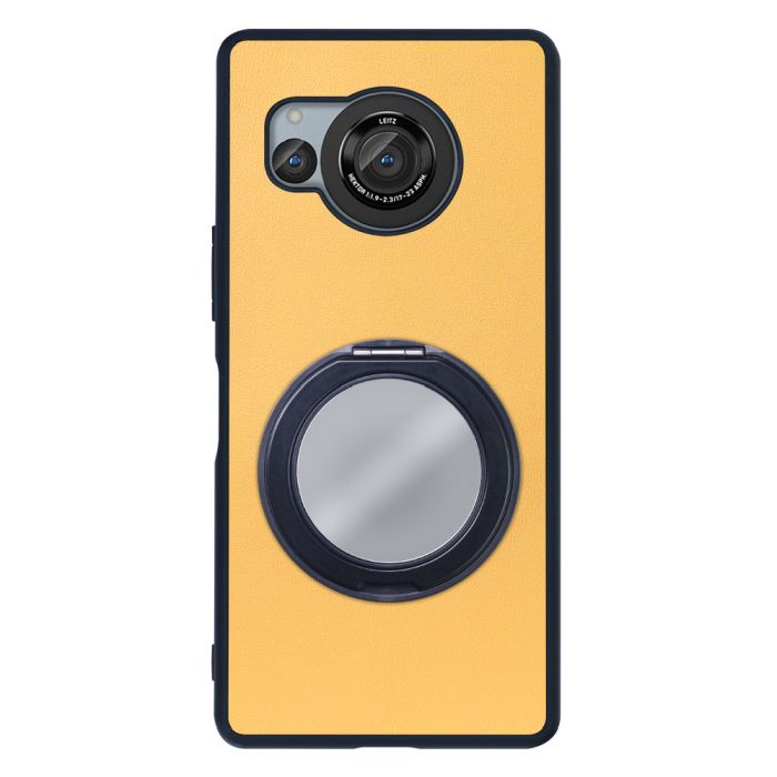 [ LOOF RING-SHELL (ミラー Ver.) ] AQUOS R8 SH-52D AQUOSR8 スマホケース 背面 ケース カバー ミラー付きスマホリング スタンド 本革 レザー 落下防止  [ AQUOS R8 ]