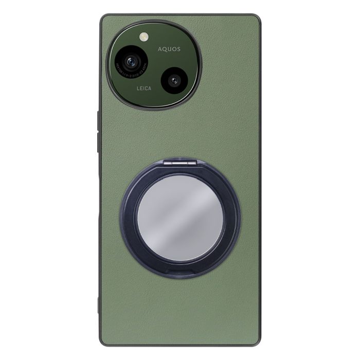 [ LOOF RING-SHELL (ミラー Ver.) ] AQUOS R9 / R10 SH-51E SH-51F スマホケース 背面 ケース カバー ミラー付きスマホリング スタンド 本革 レザー 落下防止  [ AQUOS R9 / R10 ]