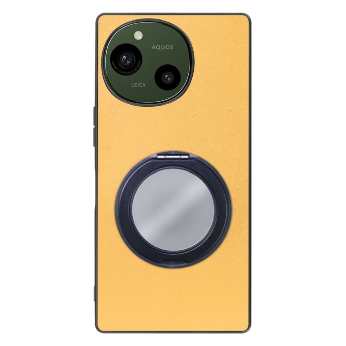 [ LOOF RING-SHELL (ミラー Ver.) ] AQUOS R9 / R10 SH-51E SH-51F スマホケース 背面 ケース カバー ミラー付きスマホリング スタンド 本革 レザー 落下防止  [ AQUOS R9 / R10 ]