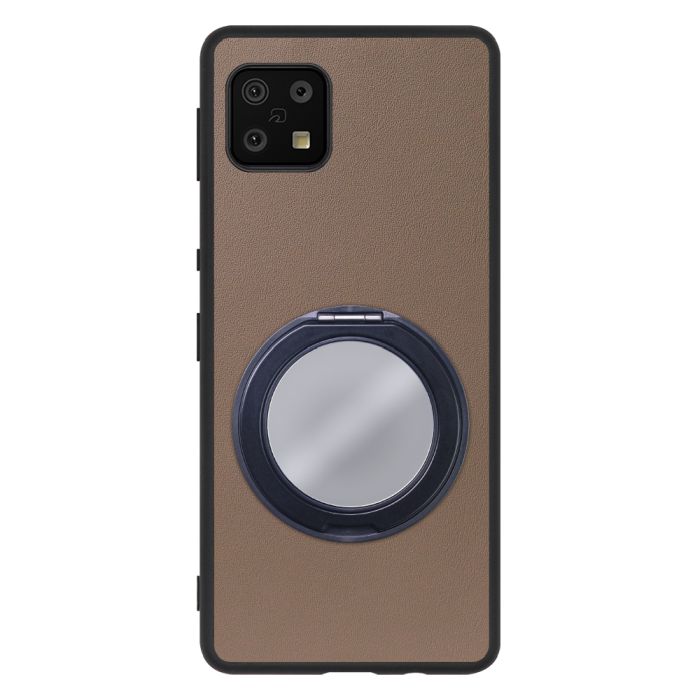 [ LOOF RING-SHELL (ミラー Ver.) ] AQUOS sense6s /sense6 sense 6s 6 スマホケース 背面 ケース カバー ミラー付きスマホリング スタンド 本革 レザー 落下防止  [ AQUOS sense6/sense6s ]