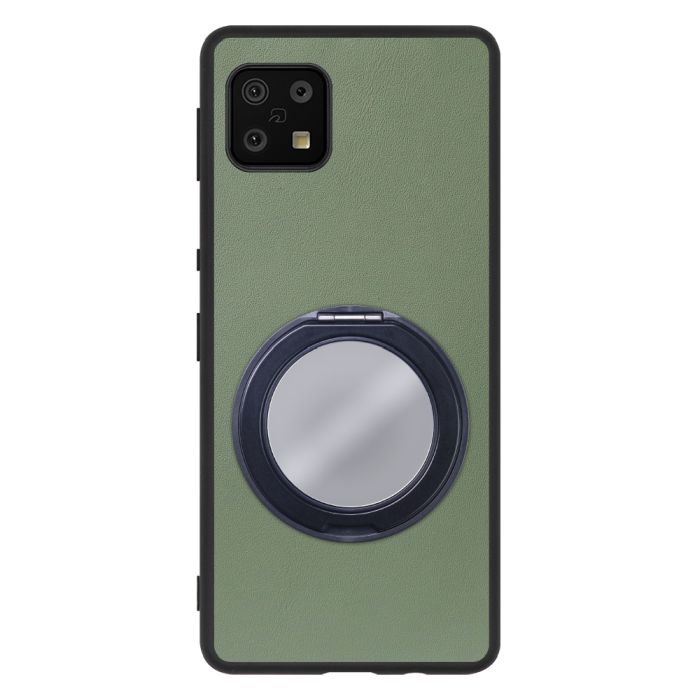 [ LOOF RING-SHELL (ミラー Ver.) ] AQUOS sense6s /sense6 sense 6s 6 スマホケース 背面 ケース カバー ミラー付きスマホリング スタンド 本革 レザー 落下防止  [ AQUOS sense6/sense6s ]