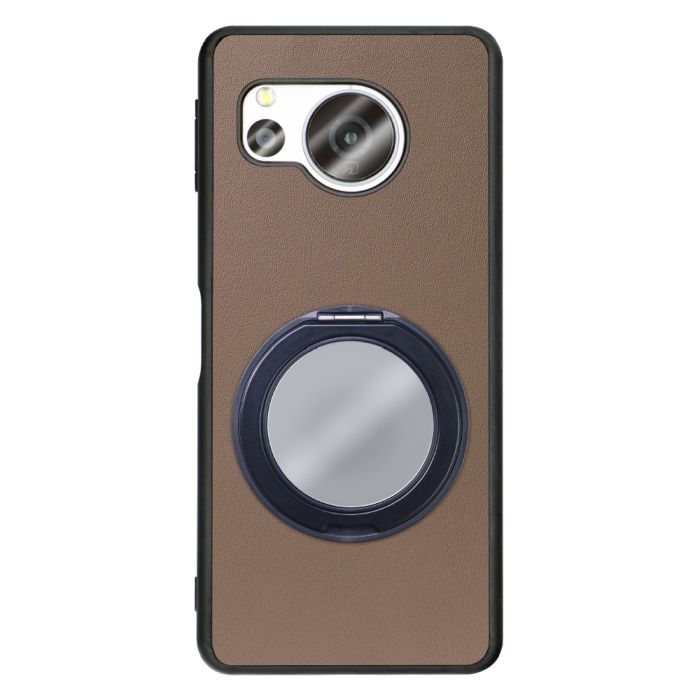 [ LOOF RING-SHELL (ミラー Ver.) ] AQUOS sense8 SH-54D / SHG11 sense 8 スマホケース 背面 ケース カバー ミラー付きスマホリング スタンド 本革 レザー 落下防止  [ AQUOS sense8 ]