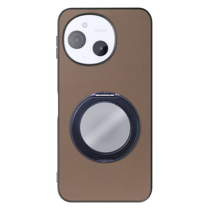 [ LOOF RING-SHELL (ミラー Ver.) ] AQUOS sense9 SH-53E SHG14 SH-M29 スマホケース 背面 ケース カバー ミラー付きスマホリング スタンド 本革 レザー 落下防止  [ AQUOS sense9 ]