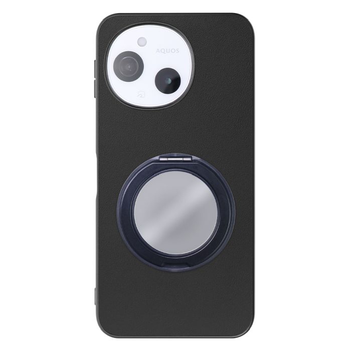 [ LOOF RING-SHELL (ミラー Ver.) ] AQUOS sense9 SH-53E SHG14 SH-M29 スマホケース 背面 ケース カバー ミラー付きスマホリング スタンド 本革 レザー 落下防止  [ AQUOS sense9 ]