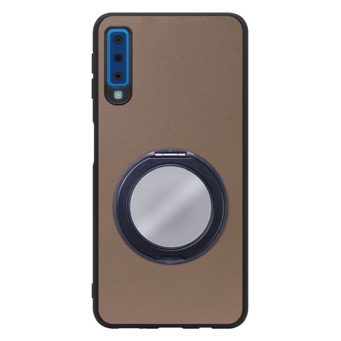 [ LOOF RING-SHELL (ミラー Ver.) ] Galaxy A7 SM-A750C galaxya7 スマホケース 背面 ケース カバー ミラー付きスマホリング スタンド 本革 レザー 落下防止  [ Galaxy A7 ]