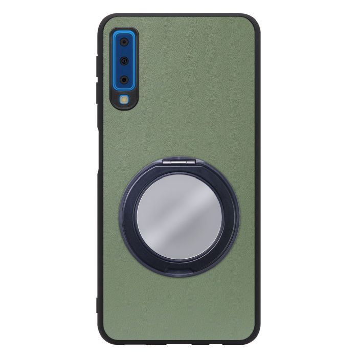 [ LOOF RING-SHELL (ミラー Ver.) ] Galaxy A7 SM-A750C galaxya7 スマホケース 背面 ケース カバー ミラー付きスマホリング スタンド 本革 レザー 落下防止  [ Galaxy A7 ]