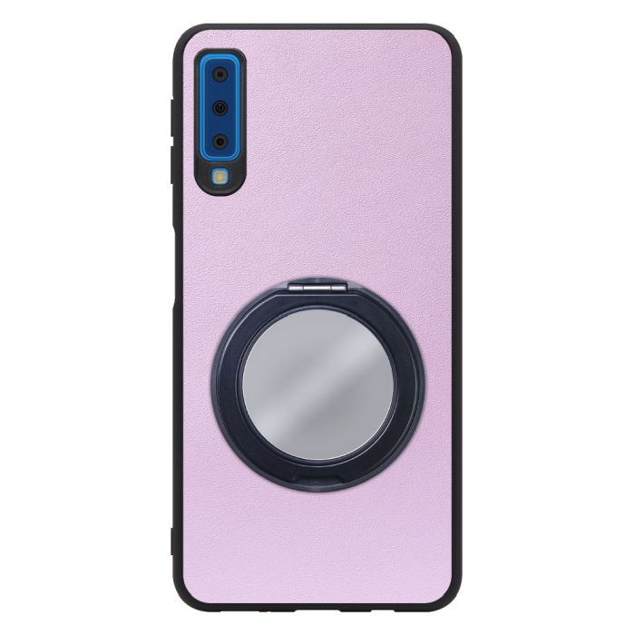 [ LOOF RING-SHELL (ミラー Ver.) ] Galaxy A7 SM-A750C galaxya7 スマホケース 背面 ケース カバー ミラー付きスマホリング スタンド 本革 レザー 落下防止  [ Galaxy A7 ]