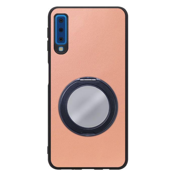 [ LOOF RING-SHELL (ミラー Ver.) ] Galaxy A7 SM-A750C galaxya7 スマホケース 背面 ケース カバー ミラー付きスマホリング スタンド 本革 レザー 落下防止  [ Galaxy A7 ]