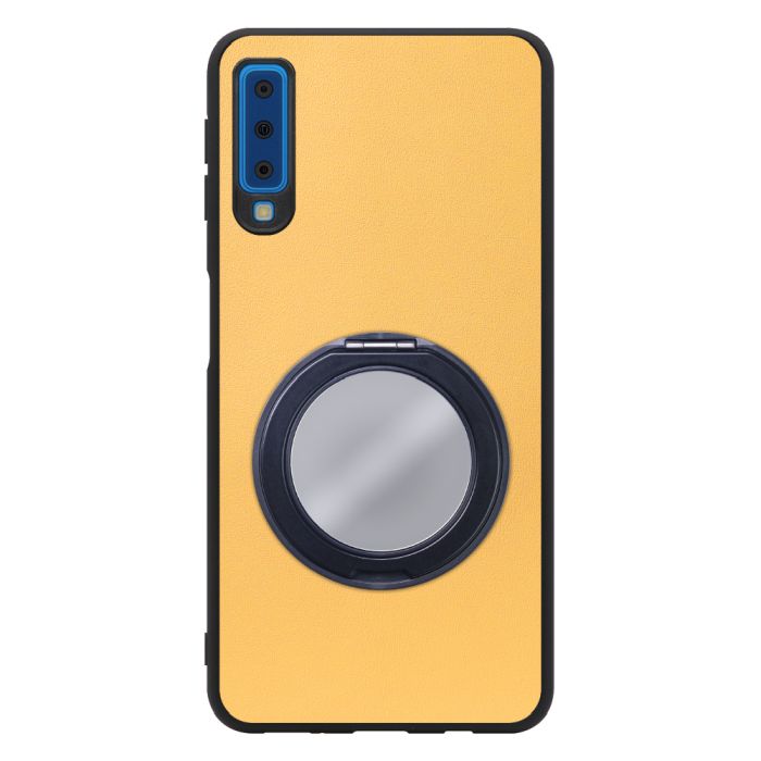 [ LOOF RING-SHELL (ミラー Ver.) ] Galaxy A7 SM-A750C galaxya7 スマホケース 背面 ケース カバー ミラー付きスマホリング スタンド 本革 レザー 落下防止  [ Galaxy A7 ]