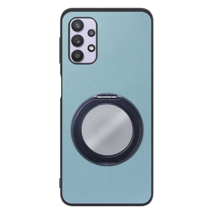 [ LOOF RING-SHELL (ミラー Ver.) ] Galaxy A32 5G SCG08 a325g スマホケース 背面 ケース カバー ミラー付きスマホリング スタンド 本革 レザー 落下防止  [ Galaxy A32 5G ]