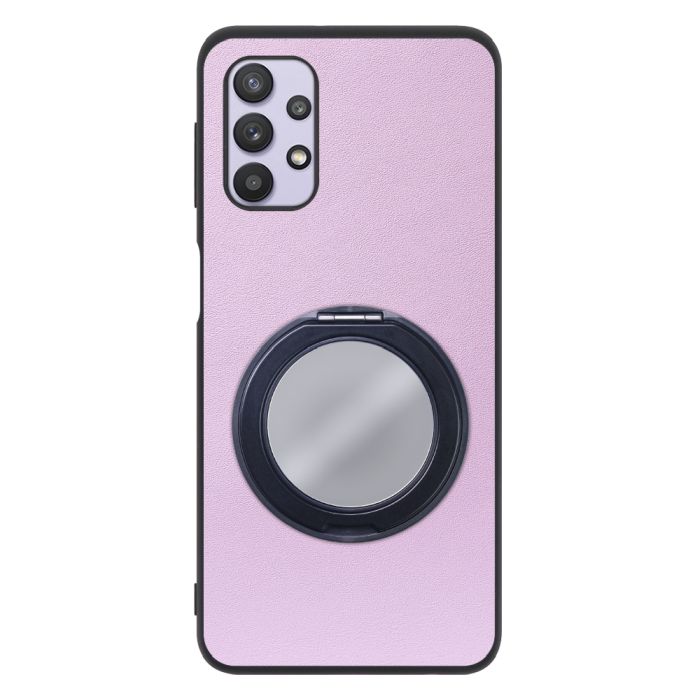 [ LOOF RING-SHELL (ミラー Ver.) ] Galaxy A32 5G SCG08 a325g スマホケース 背面 ケース カバー ミラー付きスマホリング スタンド 本革 レザー 落下防止  [ Galaxy A32 5G ]