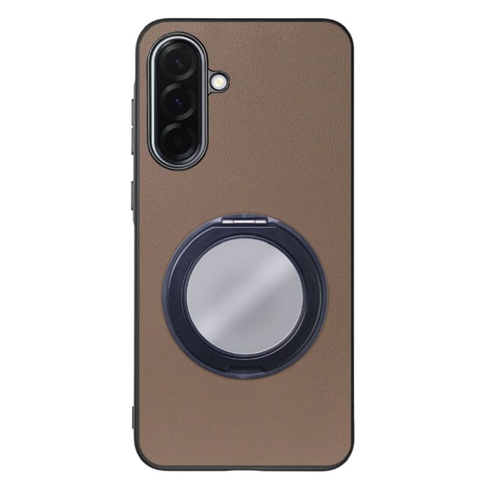 [ LOOF RING-SHELL (ミラー Ver.) ] Galaxy A36 5G SC-54F スマホケース 背面 ケース カバー ミラー付きスマホリング スタンド 本革 レザー 落下防止  [ Galaxy A36 5G ]