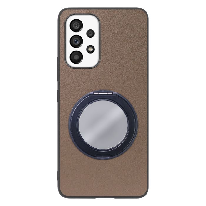 [ LOOF RING-SHELL (ミラー Ver.) ] Galaxy A53 5G SC-53C / SCG15 a535g スマホケース 背面 ケース カバー ミラー付きスマホリング スタンド 本革 レザー 落下防止  [ Galaxy A53 5G ]