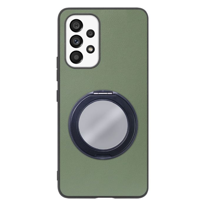[ LOOF RING-SHELL (ミラー Ver.) ] Galaxy A53 5G SC-53C / SCG15 a535g スマホケース 背面 ケース カバー ミラー付きスマホリング スタンド 本革 レザー 落下防止  [ Galaxy A53 5G ]