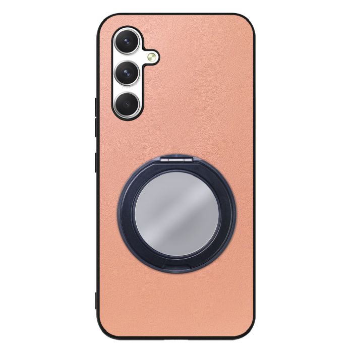 [ LOOF RING-SHELL (ミラー Ver.) ] Galaxy A54 5G  スマホケース 背面 ケース カバー ミラー付きスマホリング スタンド 本革 レザー 落下防止  [ Galaxy A54 5G ]