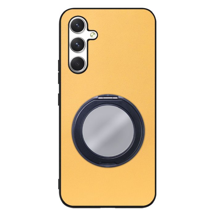 [ LOOF RING-SHELL (ミラー Ver.) ] Galaxy A54 5G  スマホケース 背面 ケース カバー ミラー付きスマホリング スタンド 本革 レザー 落下防止  [ Galaxy A54 5G ]